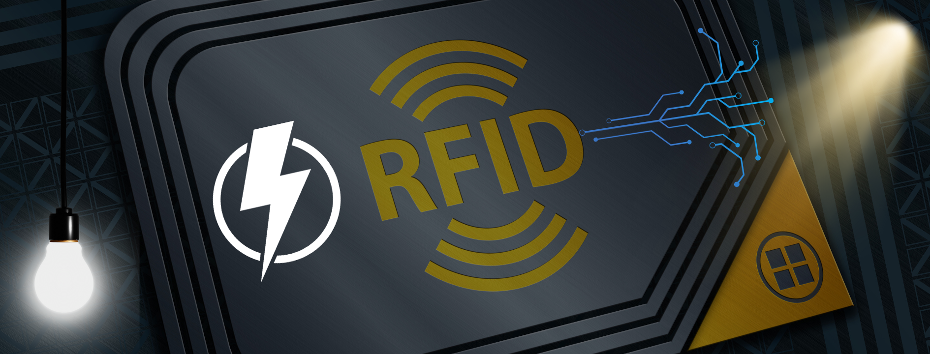 照明が当たっているRFIDモジュール